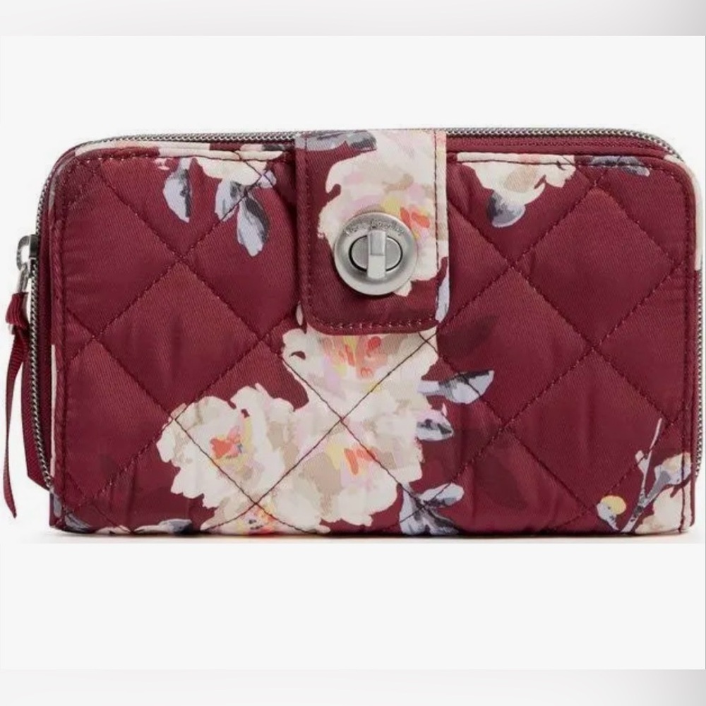Vera Bradley Blooms & Branches Floral Quilted Turnlock Wallet Performance Twill